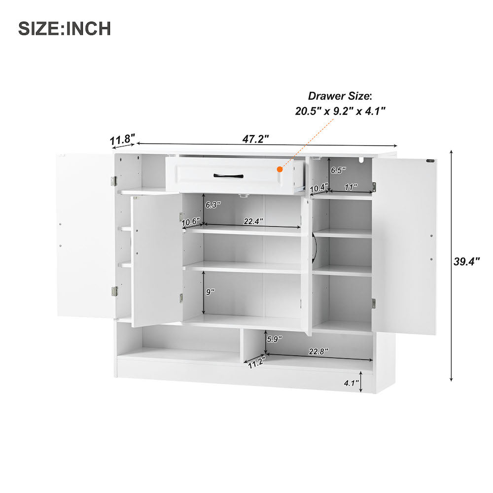On-Trend Modern Entryway Cabinet with Shoe Storage - White