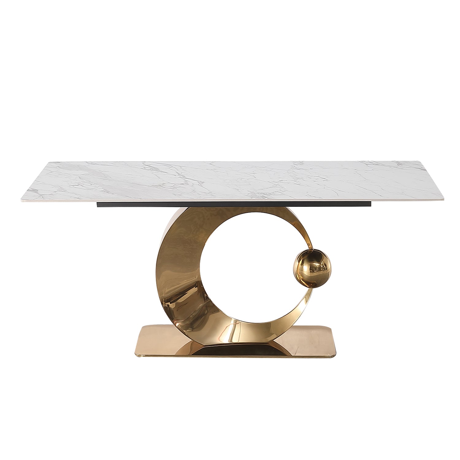 Montary Furniture 71" Sintered Stone Dining Table - White & Gold