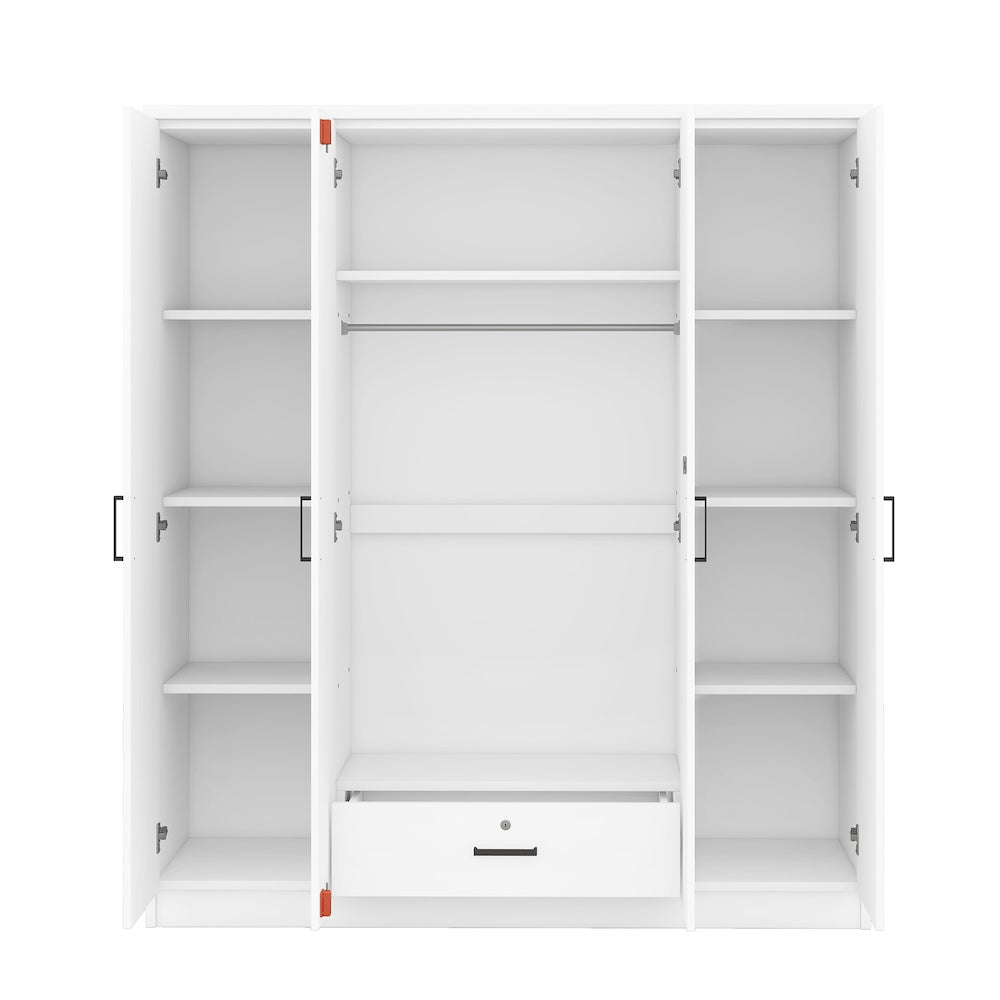 Mortgan 4-Door Wardrobe with 1 Drawer - White