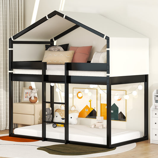 Lucky Twin over Twin Bunk Bed with Tent Roof - Espresso