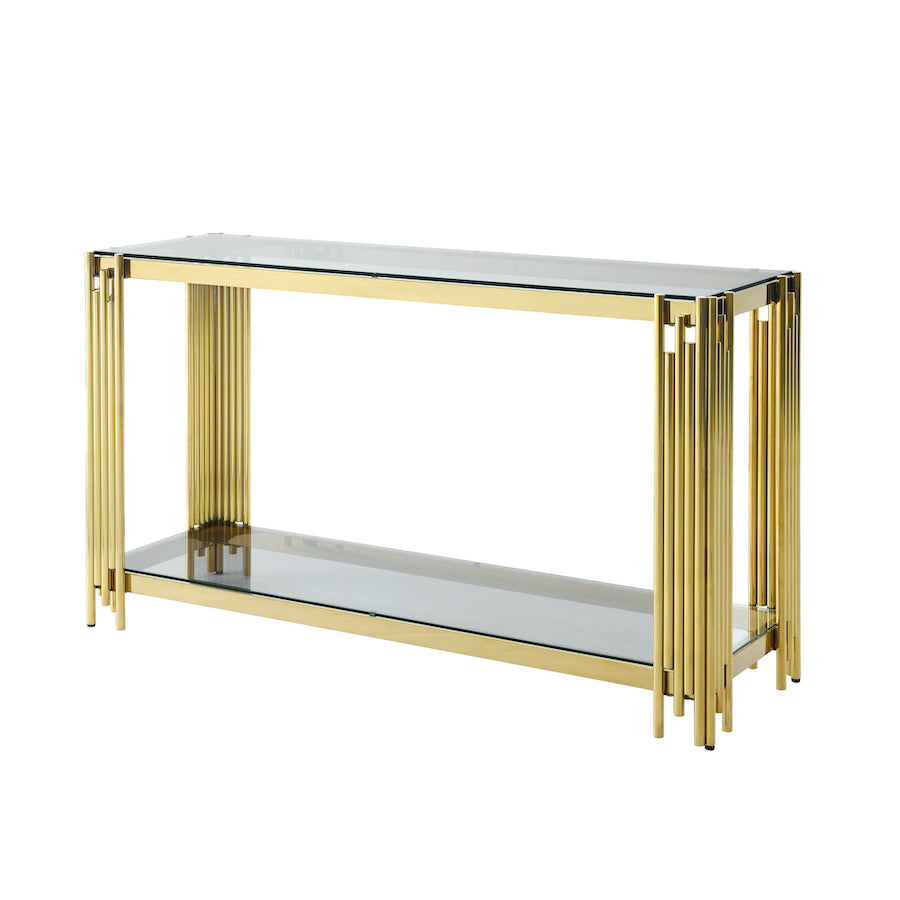 Woker Modern Golden Console Table with Glass Top