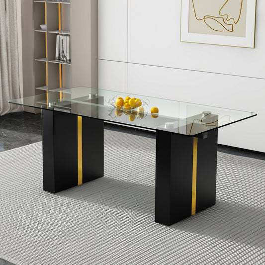 Marilyn 71" Contemporary Dining Table - Black & Gold