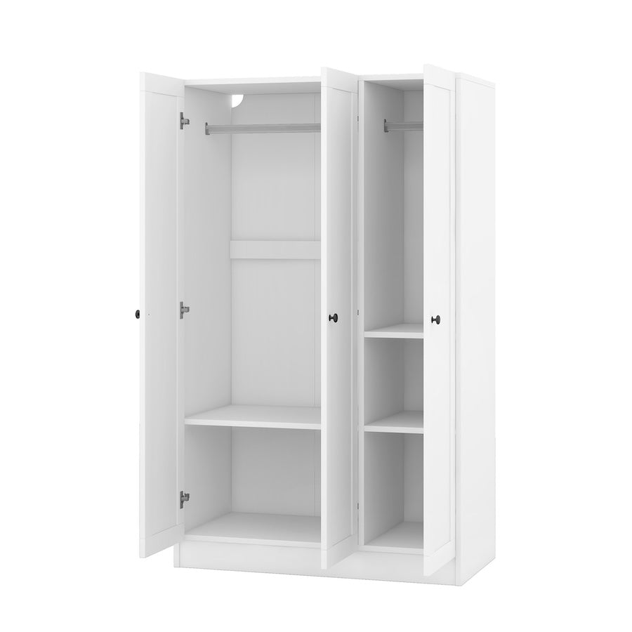 Megan 3-Door Shutter Wardrobe with Shelves - White