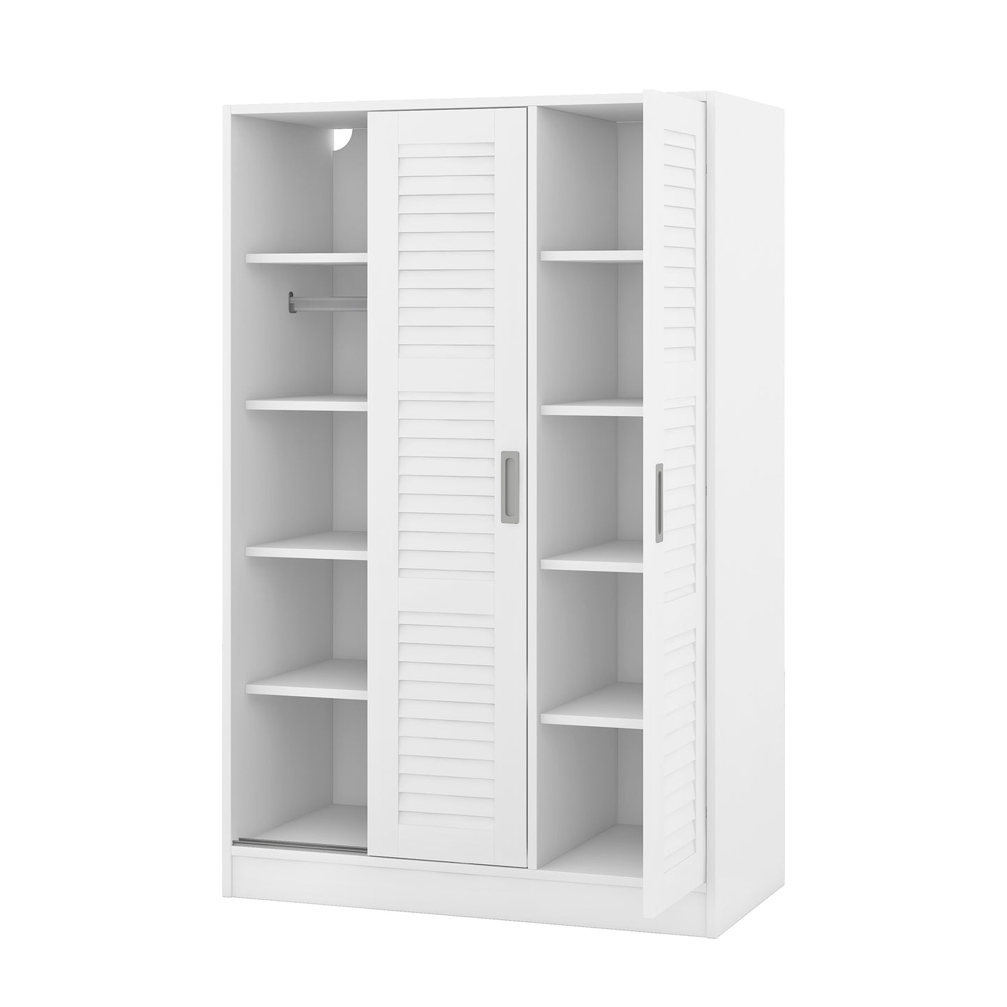 Lucky 3-Door Shutter Wardrobe with Shelves - White