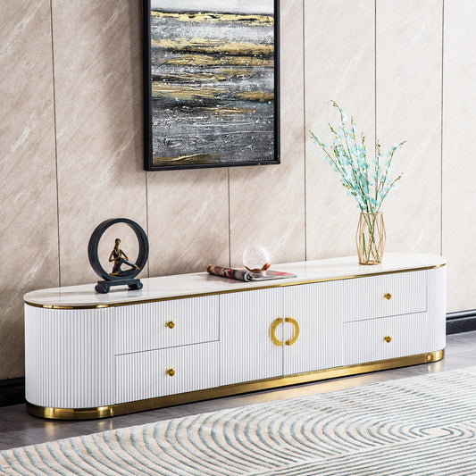 Artisan Furniture Modern 75" TV Console - White & Gold
