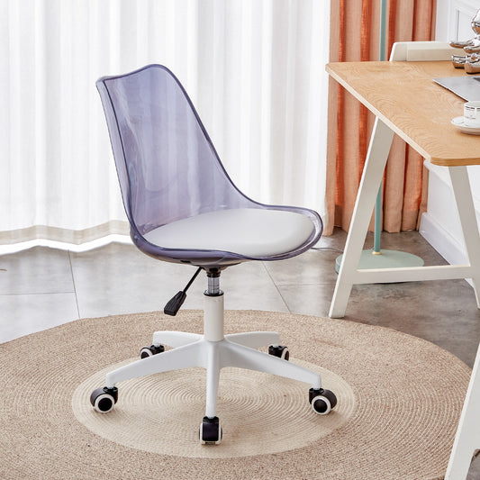 Mora Modern Swivel Office Chair in Transparent Plastic - Blue