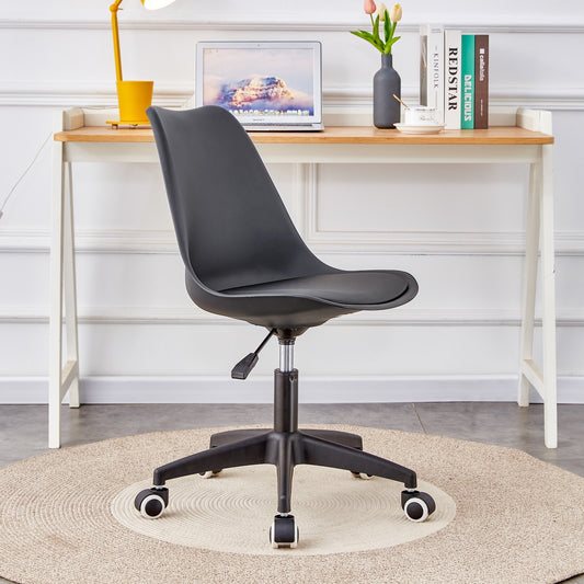 Mora Modern Minimalist Plastic Swivel Office Chair - Black