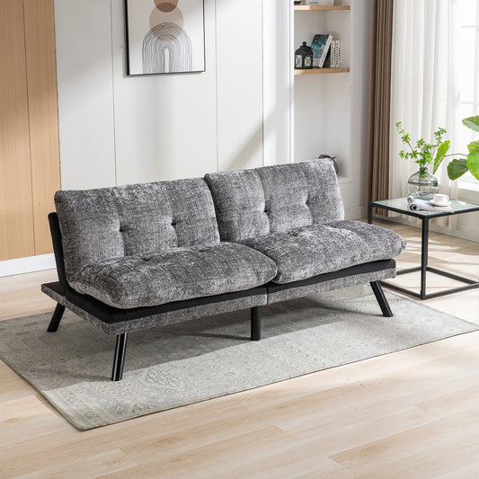 Coral Convertible Sofa Bed with Metal Legs - Gray Chenille
