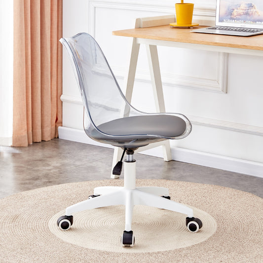 Mora Modern Swivel Office Chair in Transparent Plastic - Gray