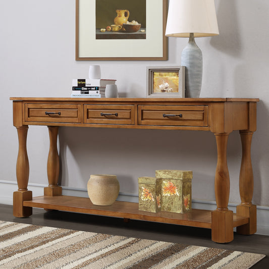 Holloway 63" Wooden Console Stable with 3 Drawers - Brown