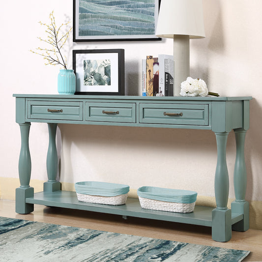 Holloway 63" Wooden Console Stable with 3 Drawers - Retro Blue