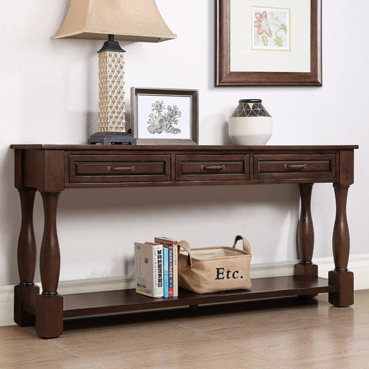 Holloway 63" Wooden Console Stable with 3 Drawers - Espresso