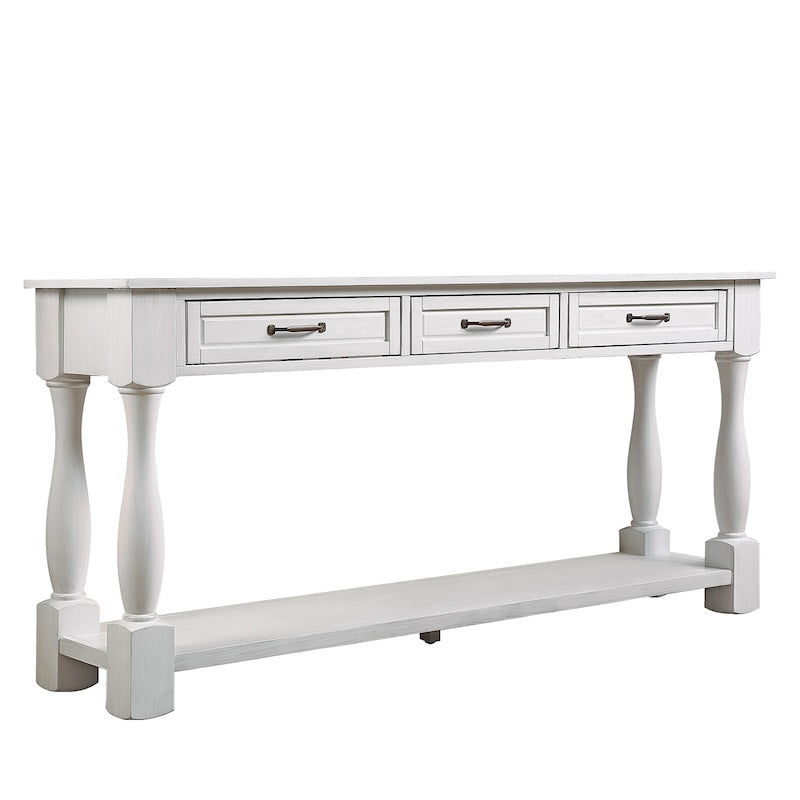 Holloway 63" Wooden Console Stable with 3 Drawers - Antique White