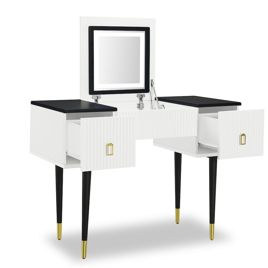 Nexus Modern Vanity Set with Flip Top Mirror - Black & White