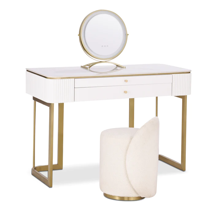Lila 2-Drawer Vanity with Sintered Stone Top - White & Gold