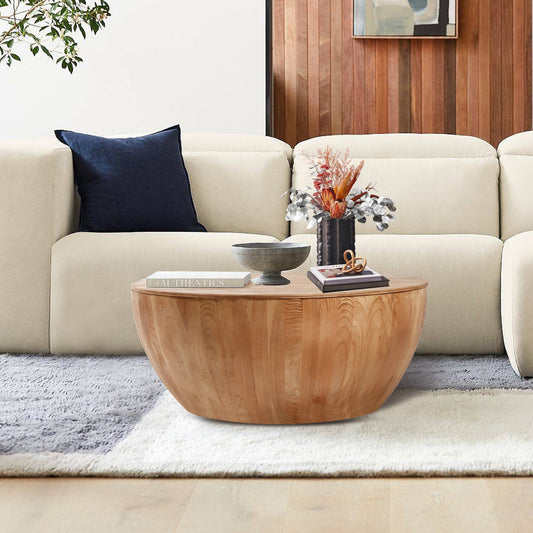Vintagea Bucket Shaped Wooden Coffee Table in Natural Finish