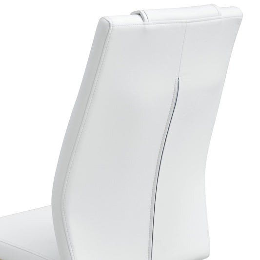 Linx Modern White Gray PU Leather Side Chairs with Gold Legs