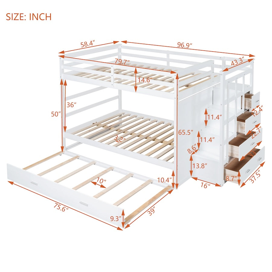 Odyssey Full over Full with 4-Drawer Staircase & Trundle - Espresso