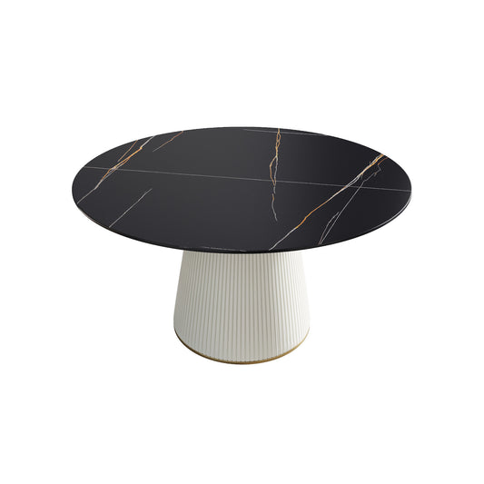 Atunus Modern 53" Sintered Stone Dining Table - Black & White