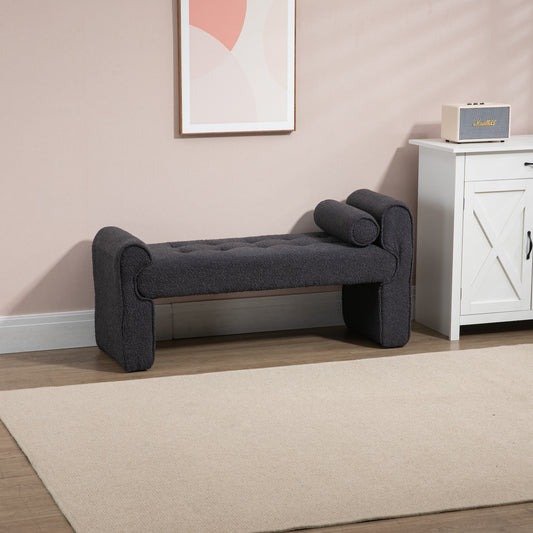 Serene Modern Boucle Upholstered Bench - Black