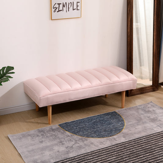 Channel Tufted Entryway Bench with Shoe Rack - Pink Velvet