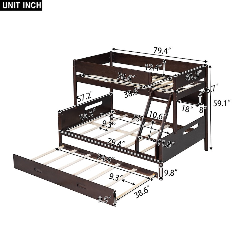 Zenora Twin over Full Bunk Bed with Shelf - Espresso