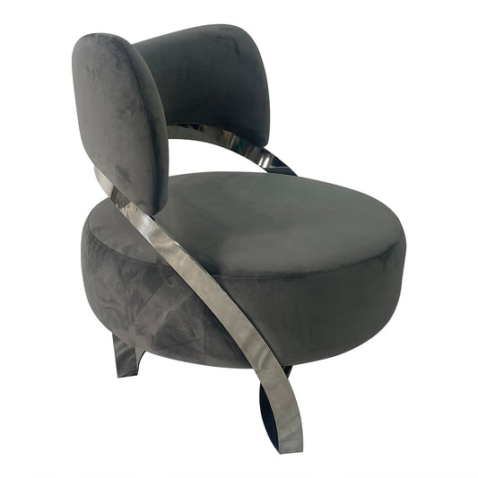 India Contemporary Velvet Accent Chair - Gray & Silver