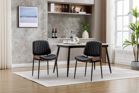 Samson Mid-Century Modern Bentwood Dining Chairs - Black & Walnut