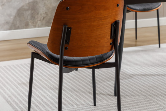 Samson Mid-Century Modern Bentwood Dining Chairs - Black & Walnut