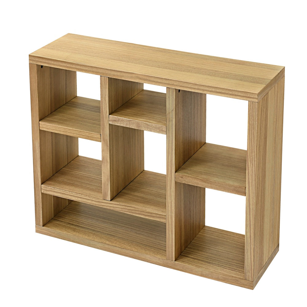 Chroma 7-Cube Wooden Bookshelf - Natural Finish