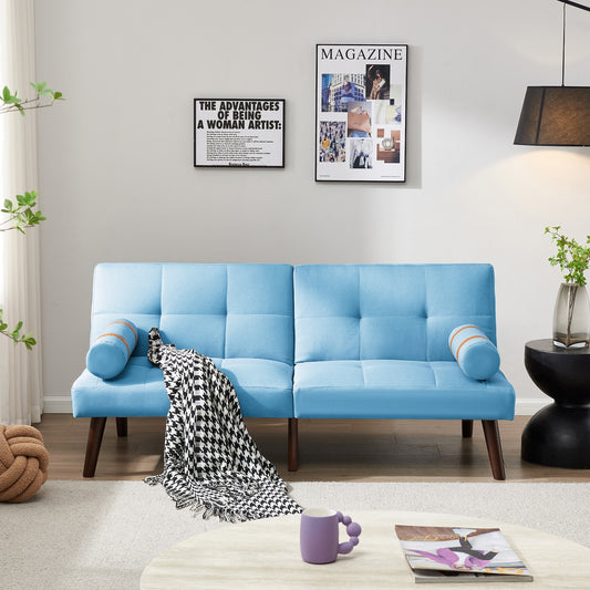 Radiant Split Back Sofa Bed with Walnut Legs - Blue