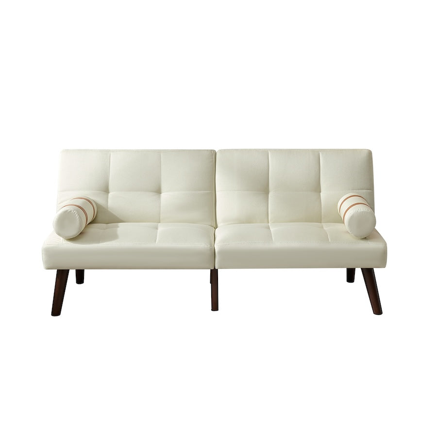 Radiant Split Back Sofa Bed with Walnut Legs - Ivory