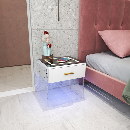 Maryam Smart Nightstand with 16 Color LED - White