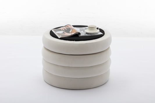 DG Collection Modern Velvet Storage Ottoman - Ivory