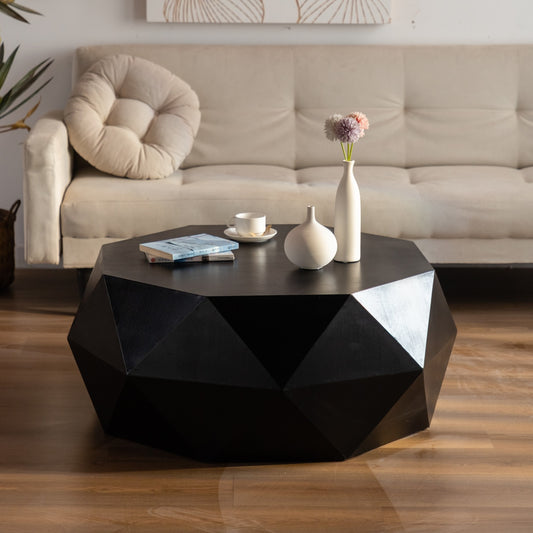 Vintagea 38.58" Three-dimensional Embossed Pattern Design Coffee Table - Black