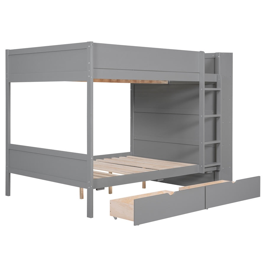 Gala Full over Full Bunk Bed with 2 Drawers & Cabinet - Gray