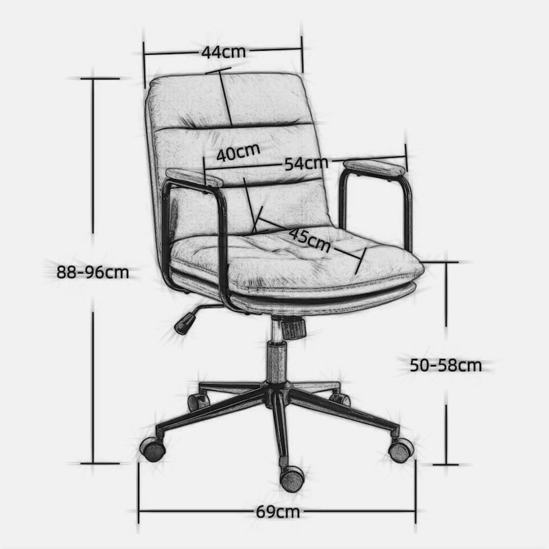 Skylark Mid-Back PU Leather Swivel Office Chair - Brown