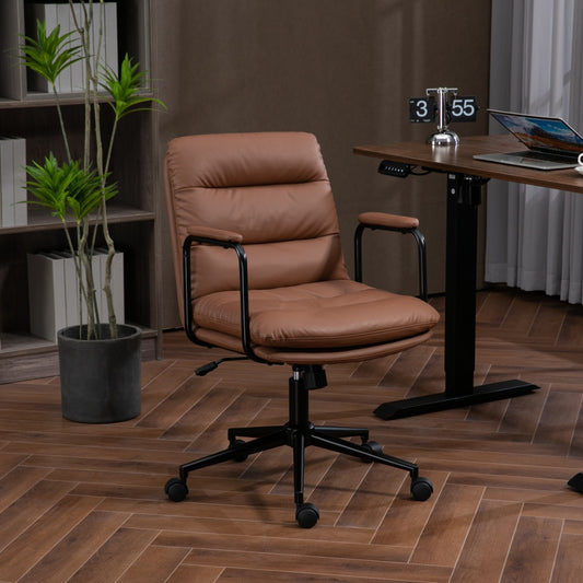 Skylark Mid-Back PU Leather Swivel Office Chair - Brown