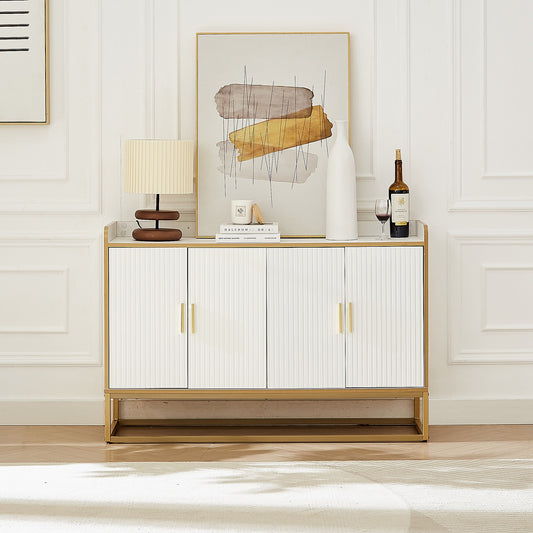 Justone Interior Modern Storage Cabinet - White & Gold
