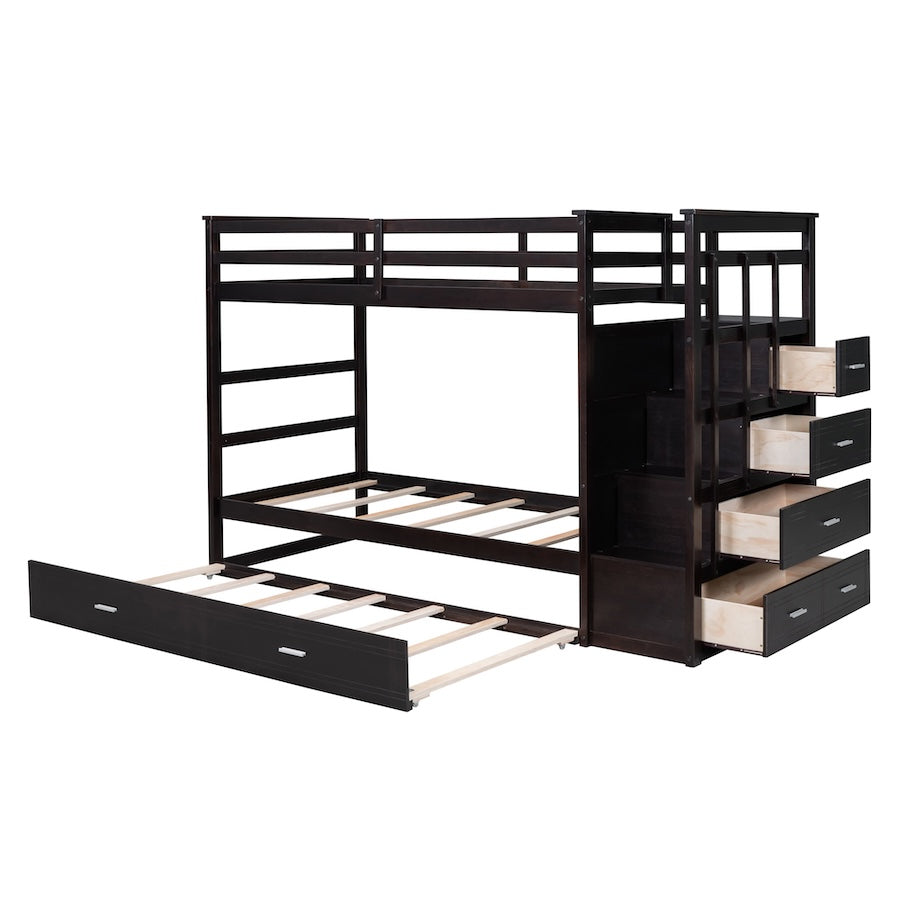 Odyssey Twin over Twin with 4-Drawer Staircase & Trundle - Espresso