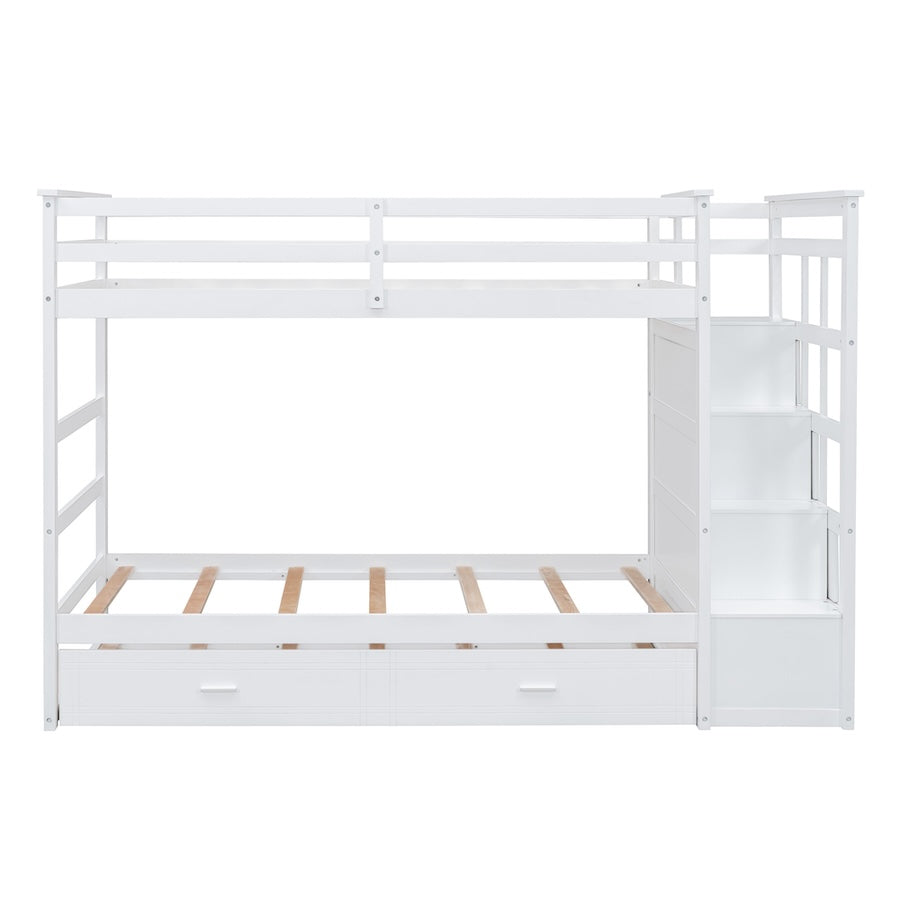 Odyssey Twin over Twin with 4-Drawer Staircase & Trundle - White