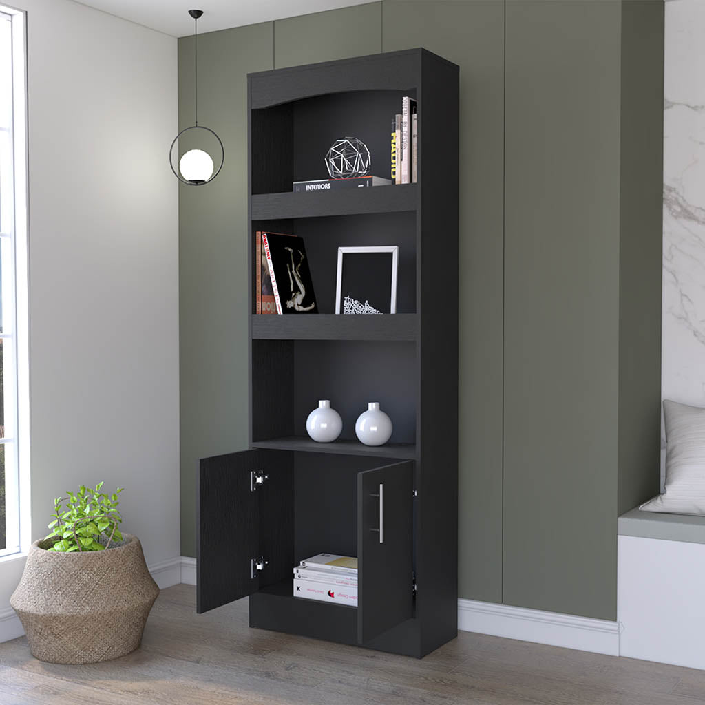 Durango 3-Shelf Double Door Bookcase - Black