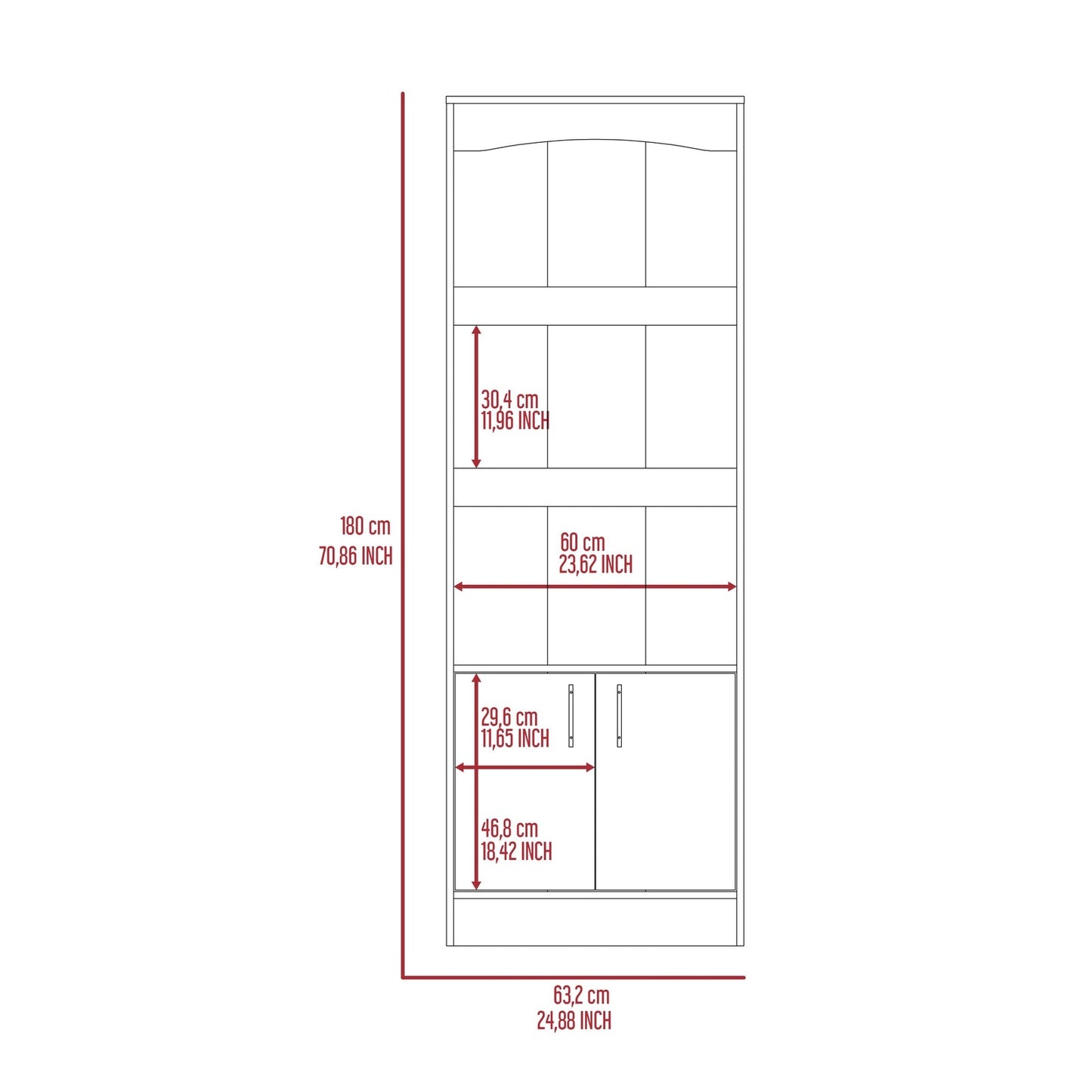 Durango 3-Shelf Double Door Bookcase - Beige