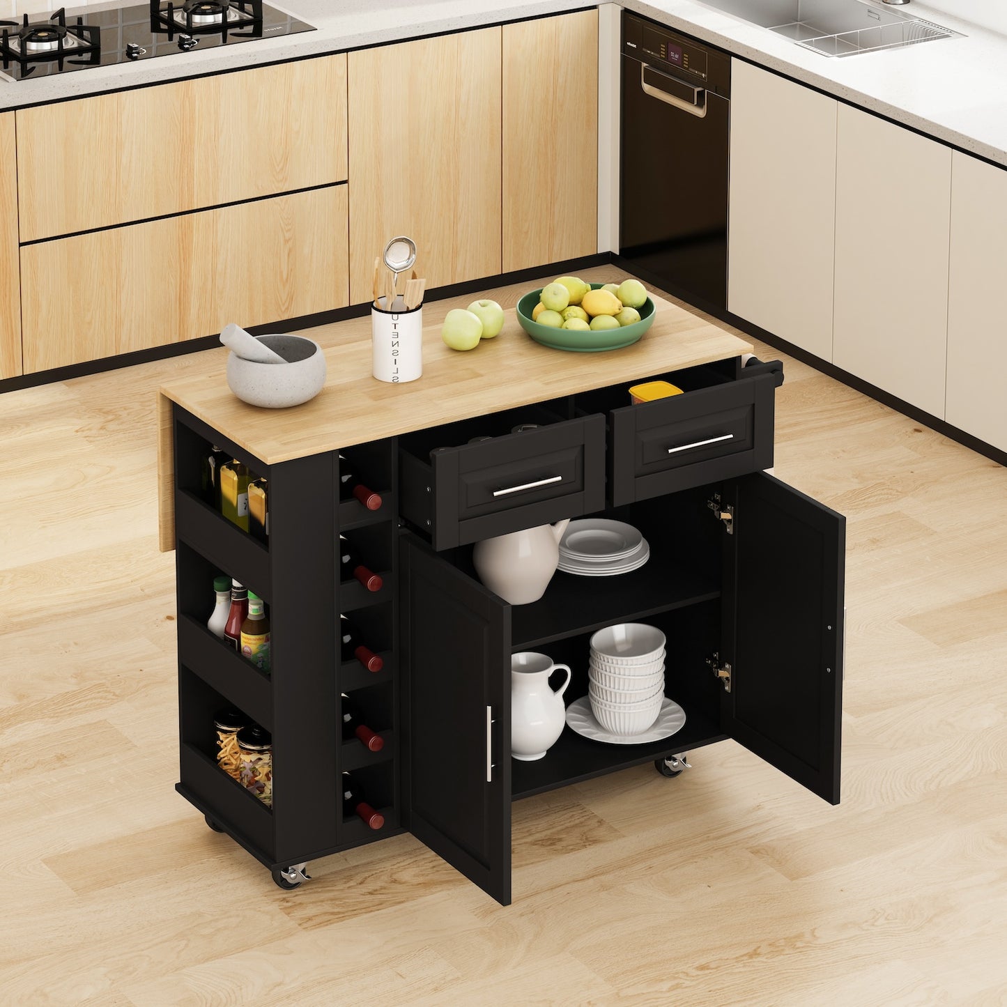 Spribung Kitchen Island Cart with Wine Rack