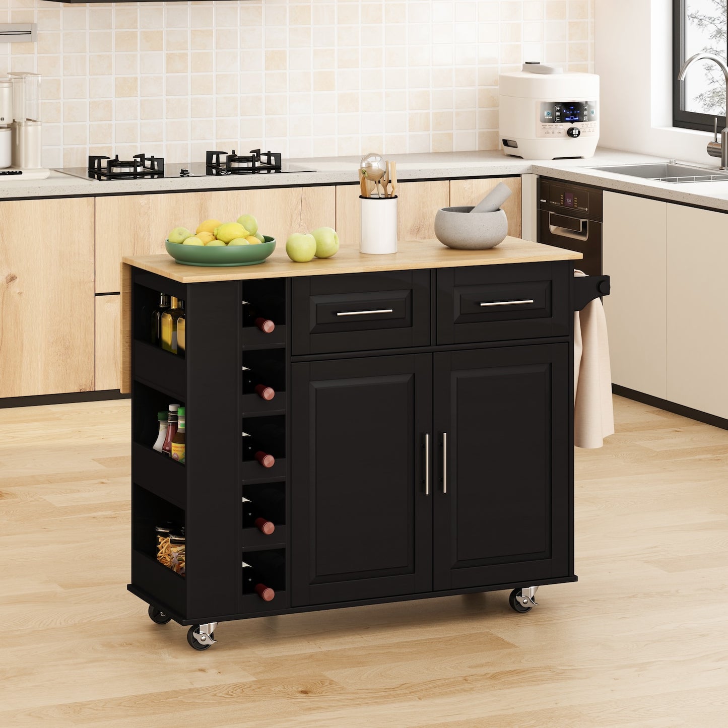 Spribung Kitchen Island Cart with Wine Rack