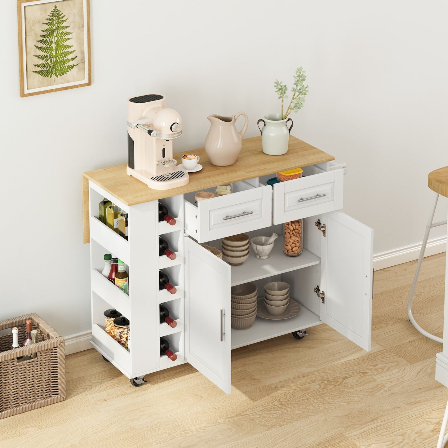 Spribung Kitchen Island Cart with Wine Rack