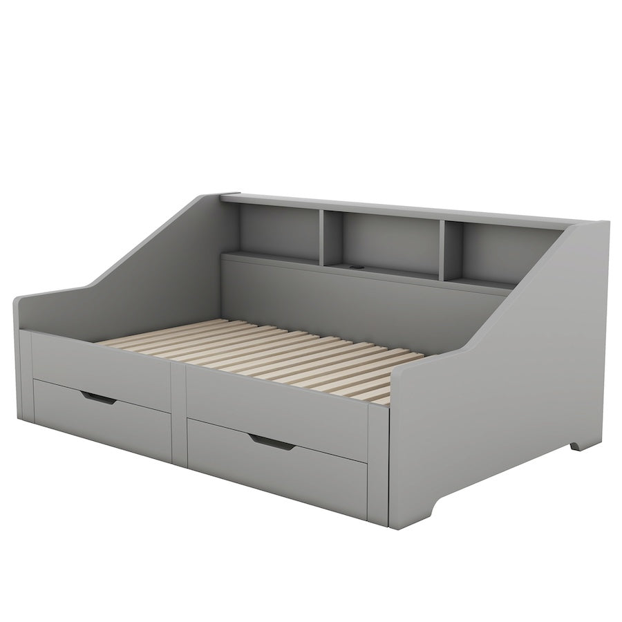 Maxwell Twin Size Daybed with Trundle & Storage - Gray