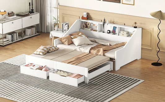 Maxwell Twin Size Daybed with Trundle & Storage - White