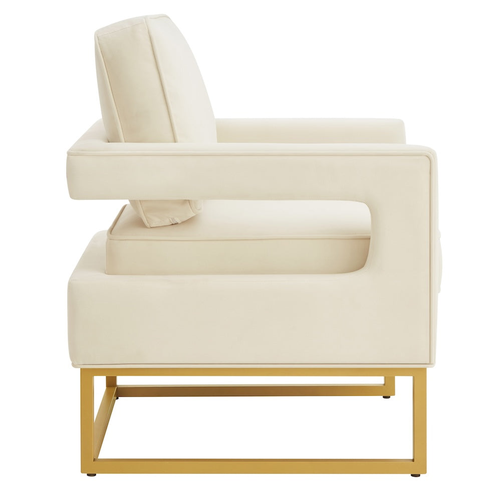 Apex Modern Velvet Accent Arm Chair - Cream