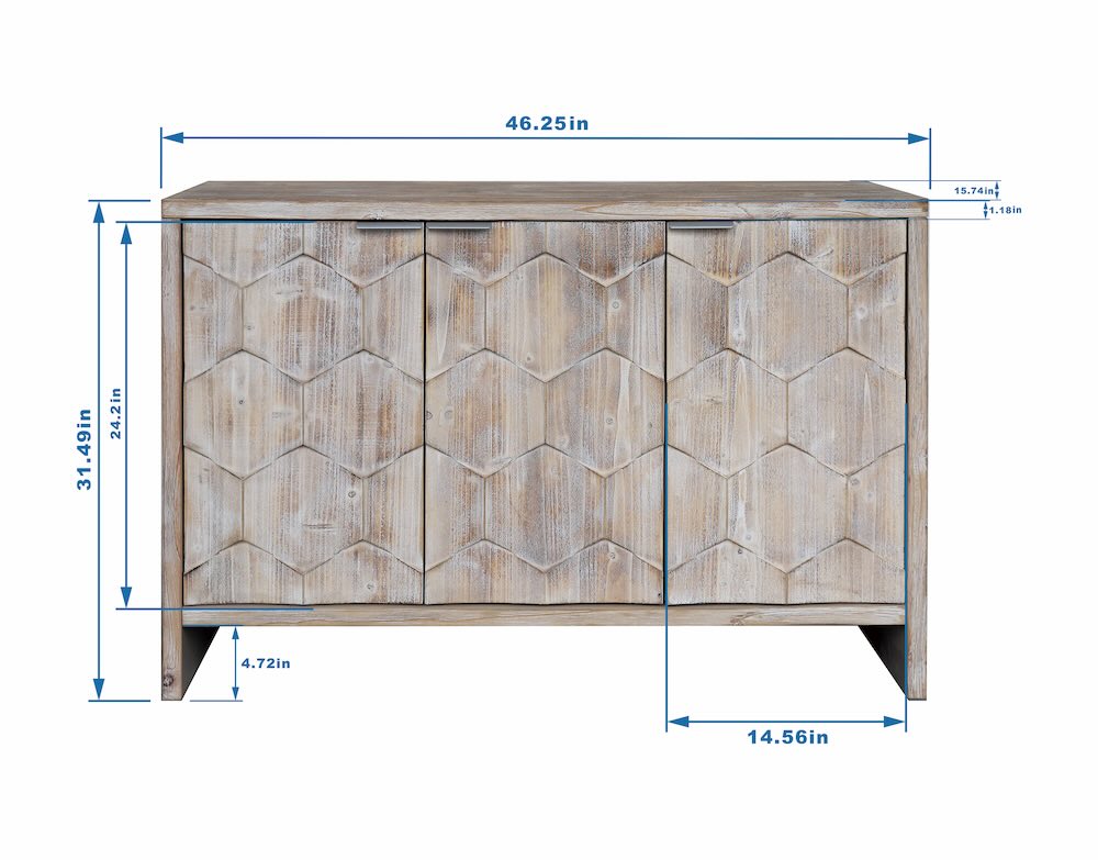 Tuli Modern 3-Door Accent Cabinet - Natural Wood Wash